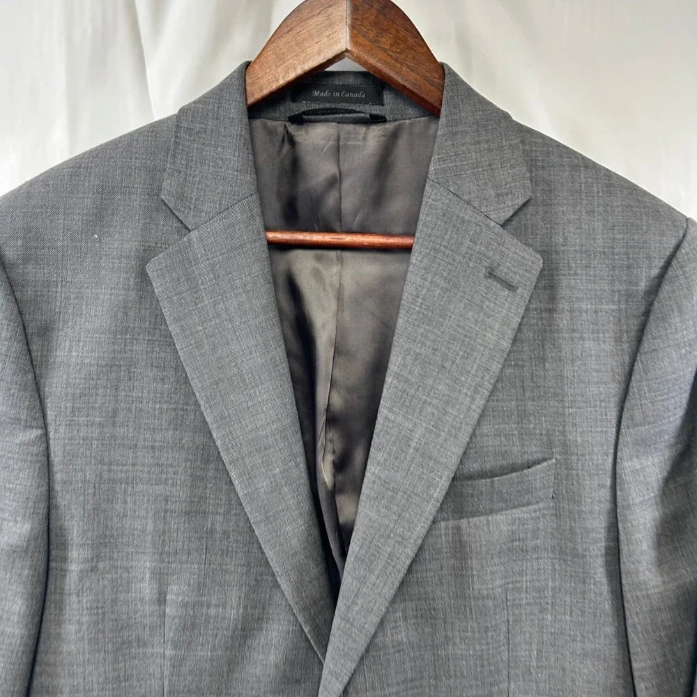 Lauren Ralph Lauren Blazer Mens 40L Grey Wool Sharkskin Two Button Sport Coat